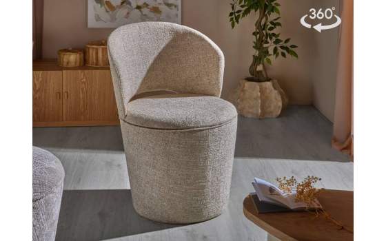 Silla Comedor Actual Tapizada Giratoria Beige - Serie Addey