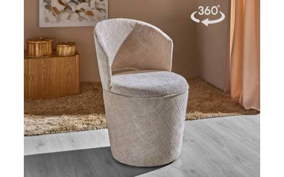Silla Comedor Actual Tapizada Giratoria Crema Jaspeada Addey
