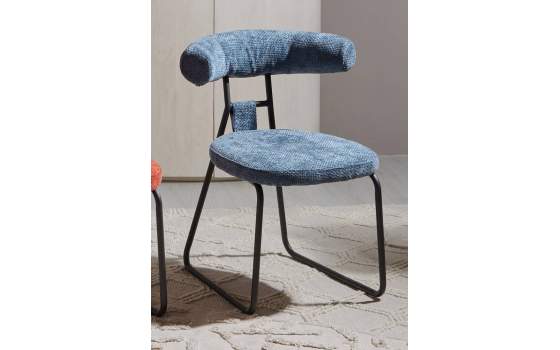 Silla Comedor Asiento Respaldo Tapizado Azul Kirk
