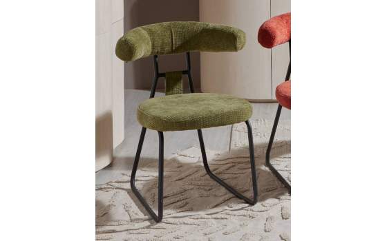 Silla Comedor Asiento Respaldo Tapizado Verde Serie Kirk
