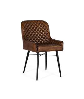 Silla Comedor Clasica Piel Marron Rombos Serie Altenau