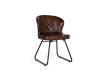 Silla Comedor Clasica Piel Marron y Patas Metal Serie Altenau