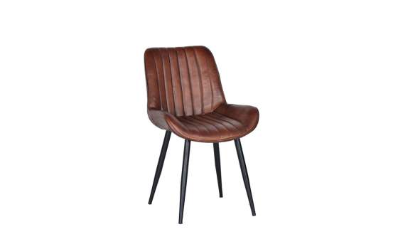 Silla Comedor Cuero y Patas Acero Serie Aizola