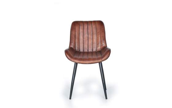 Silla Comedor Cuero y Patas Acero Serie Aizola