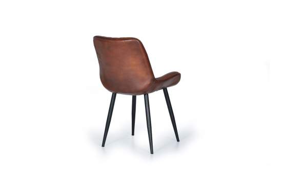 Silla Comedor Cuero y Patas Acero Serie Aizola