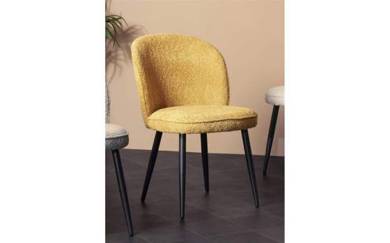 Silla Comedor Diseño Actual Tapizada Alpaca Mostaza Isuan