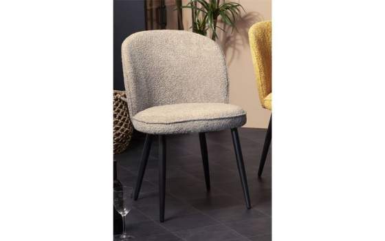 Silla Comedor Diseño Actual Tapizada Alpaca Vison Serie Isuan