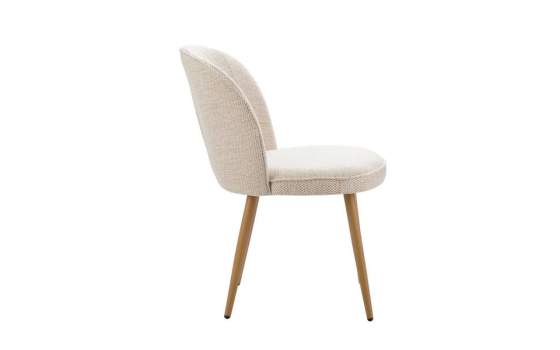 Silla Comedor Diseño Actual Tapizada Crema y Patas Madera Isuan