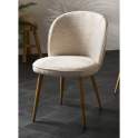 Silla Comedor Diseño Actual Tapizada Crema y Patas Madera Isuan