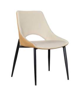 Silla Comedor Diseño Moderno Bicolor Beige Mostaza Adiska