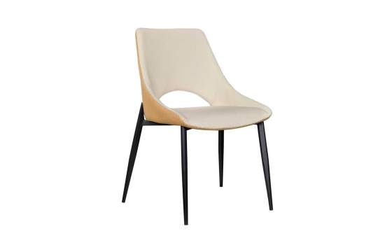 Silla Comedor Diseño Moderno Bicolor Beige Mostaza Adiska