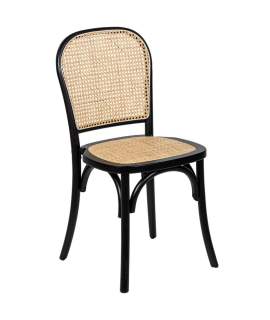 Silla Comedor Madera Haya Color Negro Tejido Rattan Ackere