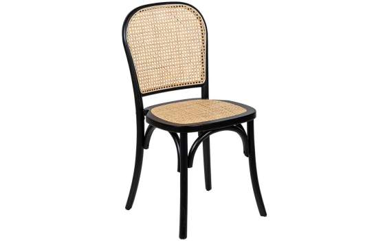 Silla Comedor Madera Haya Color Negro Tejido Rattan Ackere