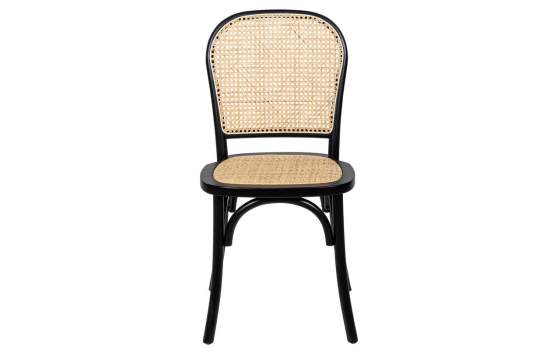 Silla Comedor Madera Haya Color Negro Tejido Rattan Ackere