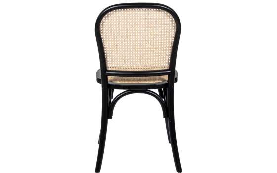 Silla Comedor Madera Haya Color Negro Tejido Rattan Ackere
