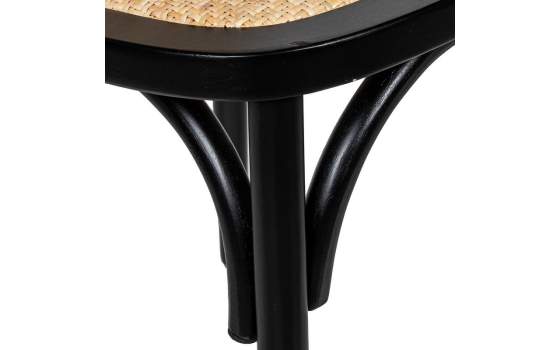 Silla Comedor Madera Haya Color Negro Tejido Rattan Ackere