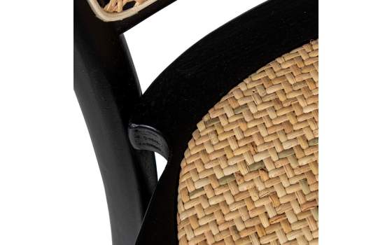 Silla Comedor Madera Haya Color Negro Tejido Rattan Ackere