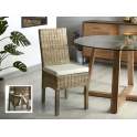 Silla Comedor Madera y Tejido Rattan con Cojin Serie Aranche