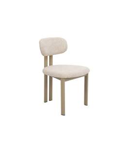 Silla Comedor Metal Beige y Tapizada Topo Serie Nyree