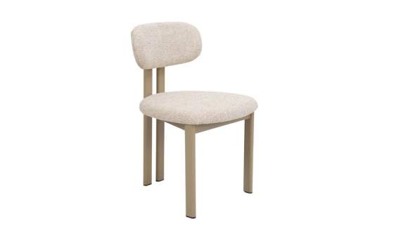 Silla Comedor Metal Beige y Tapizada Topo Serie Nyree