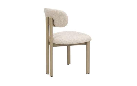 Silla Comedor Metal Beige y Tapizada Topo Serie Nyree