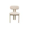 Silla Comedor Metal Beige y Tapizada Topo Serie Nyree