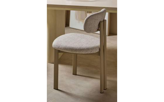 Silla Comedor Metal Beige y Tapizada Topo Serie Nyree