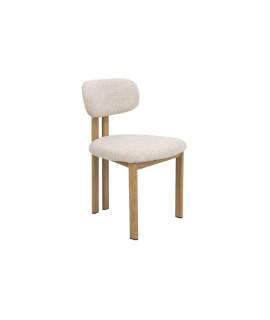 Silla Comedor Metalica Actual Tapizada Beige Serie Nyree