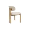 Silla Comedor Metalica Actual Tapizada Beige Serie Nyree
