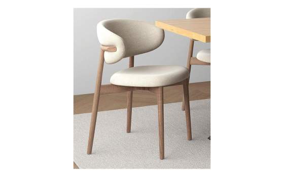Silla Comedor Moderna Haya Natural y Tapizado Beige Anube