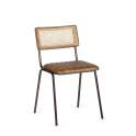 Silla Comedor Piel Forja y Rejilla Rattan Serie Ayrer