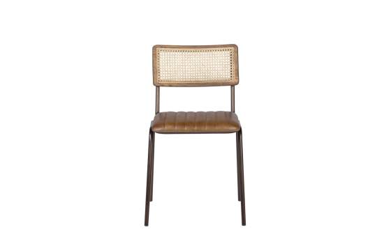 Silla Comedor Piel Forja y Rejilla Rattan Serie Ayrer