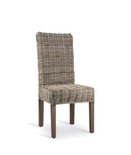 Silla Comedor Rattan Natural Pata Madera Serie Abriln