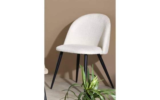 Silla Comedor Tapizada Alpaca Blanco Roto Estilo Actual Egina