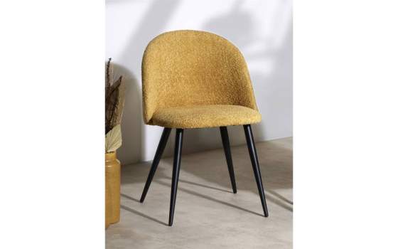 Silla Comedor Tapizada Alpaca Mostaza Estilo Actual Egina