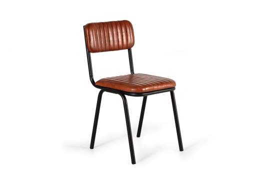 Silla Comedor Tapizada Asiento Respaldo Piel Patas Metal Vakin