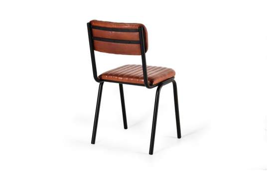 Silla Comedor Tapizada Asiento Respaldo Piel Patas Metal Vakin