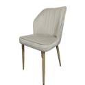 Silla Comedor Tapizada Beige y Patas Natural Serie Anube