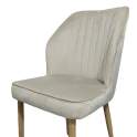 Silla Comedor Tapizada Beige y Patas Natural Serie Anube