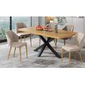 Silla Comedor Tapizada Beige y Patas Natural Serie Anube