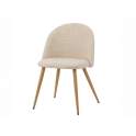 Silla Comedor Tapizada Crema Patas Madera Estilo Actual Egina