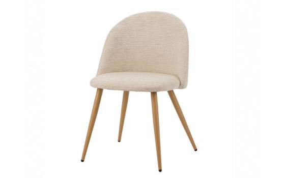 Silla Comedor Tapizada Crema Patas Madera Estilo Actual Egina