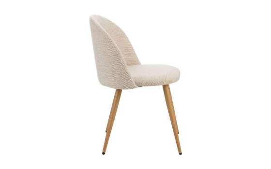 Silla Comedor Tapizada Crema Patas Madera Estilo Actual Egina