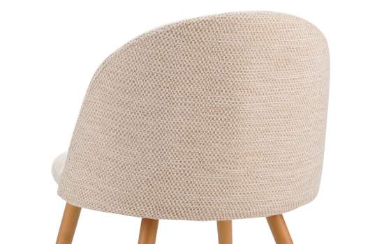 Silla Comedor Tapizada Crema Patas Madera Estilo Actual Egina