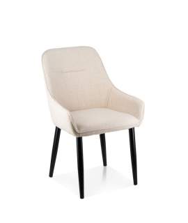Silla Comedor Tapizada en Crudo Patas Acero Negro Aorla