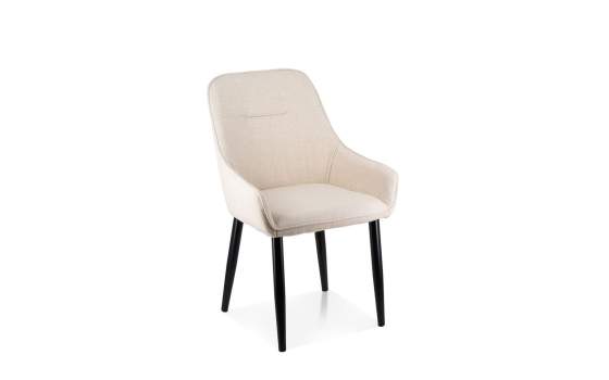 Silla Comedor Tapizada en Crudo Patas Acero Negro Aorla