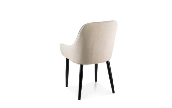 Silla Comedor Tapizada en Crudo Patas Acero Negro Aorla