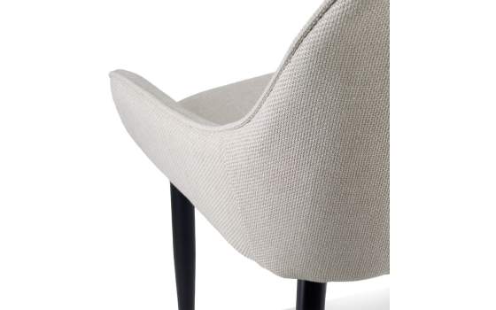 Silla Comedor Tapizada en Crudo Patas Acero Negro Aorla