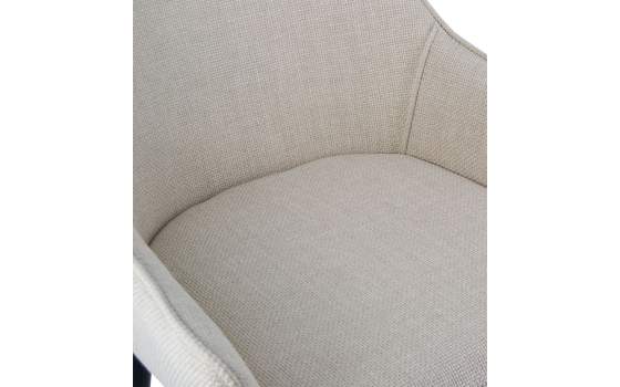 Silla Comedor Tapizada en Crudo Patas Acero Negro Aorla