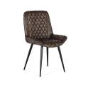 Silla Comedor Tapizada en Piel Gris Ceniza - Serie Colmar